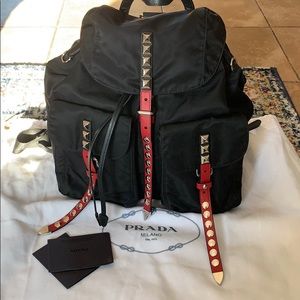 Nylon Studded Prada Backpack